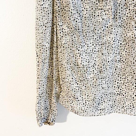 REBECCA TAYLOR Silk Tie Neck Snow Leopard Print Long Sleeve Blouse SZ12 - Picture 9 of 13